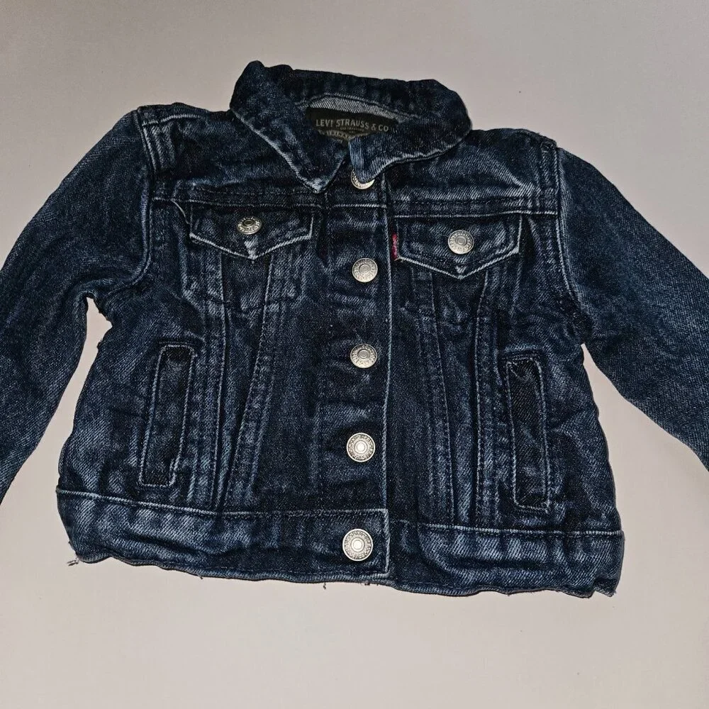 Levi Strauss Girls Toddler 2T Blue Jean Denim Jacket Snap Front (wash wear)